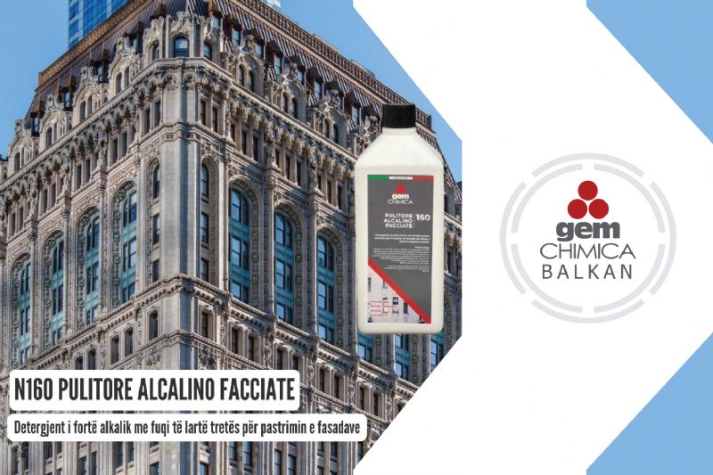 PULITORE ALCALINO FACCIATE N160 pastrues per fasada, Detergjent alkalin per pastrim te thelle, Produkt per fasada ndertimore, Pastrues per njolla organike te forta, Detergjent per mirembajtjen e fasadave urbane dhe industriale
